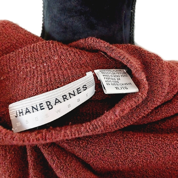Vtg Jhane Barnes Menswear XL Burgundy Wool Blend Mock Neck Long Sleeve Sweater - Picture 3 of 4